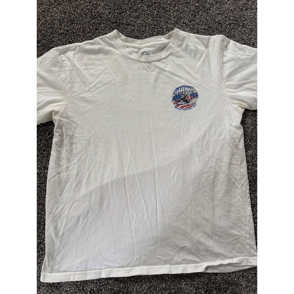 Quiksilver USA Surfing Abraham Lincoln Graphic T-Shirt White Large Y2K Vintage